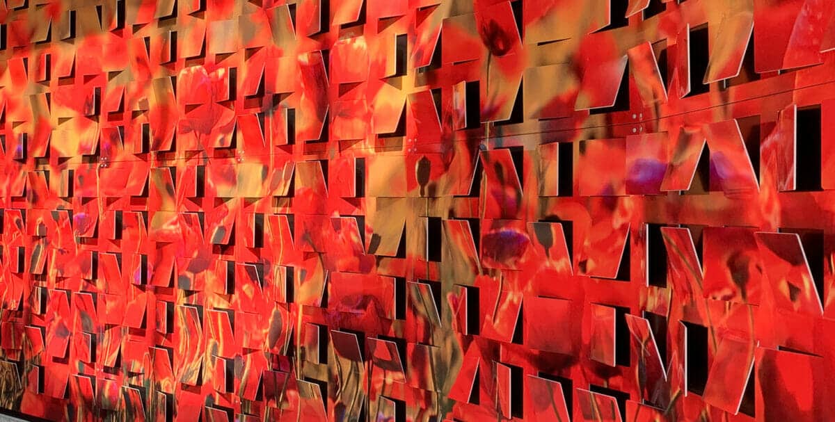 Poppy field graphic facade with cut out 3D features