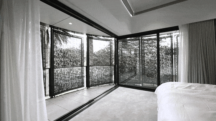 Perforated louvres-open and close Residential Design Project