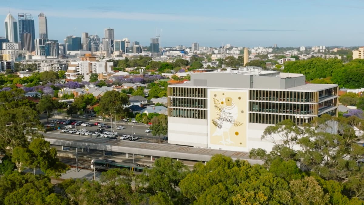 Kulbardi Season unique 3D mural artwork uses the Perth Transport Operations Control Centre facade